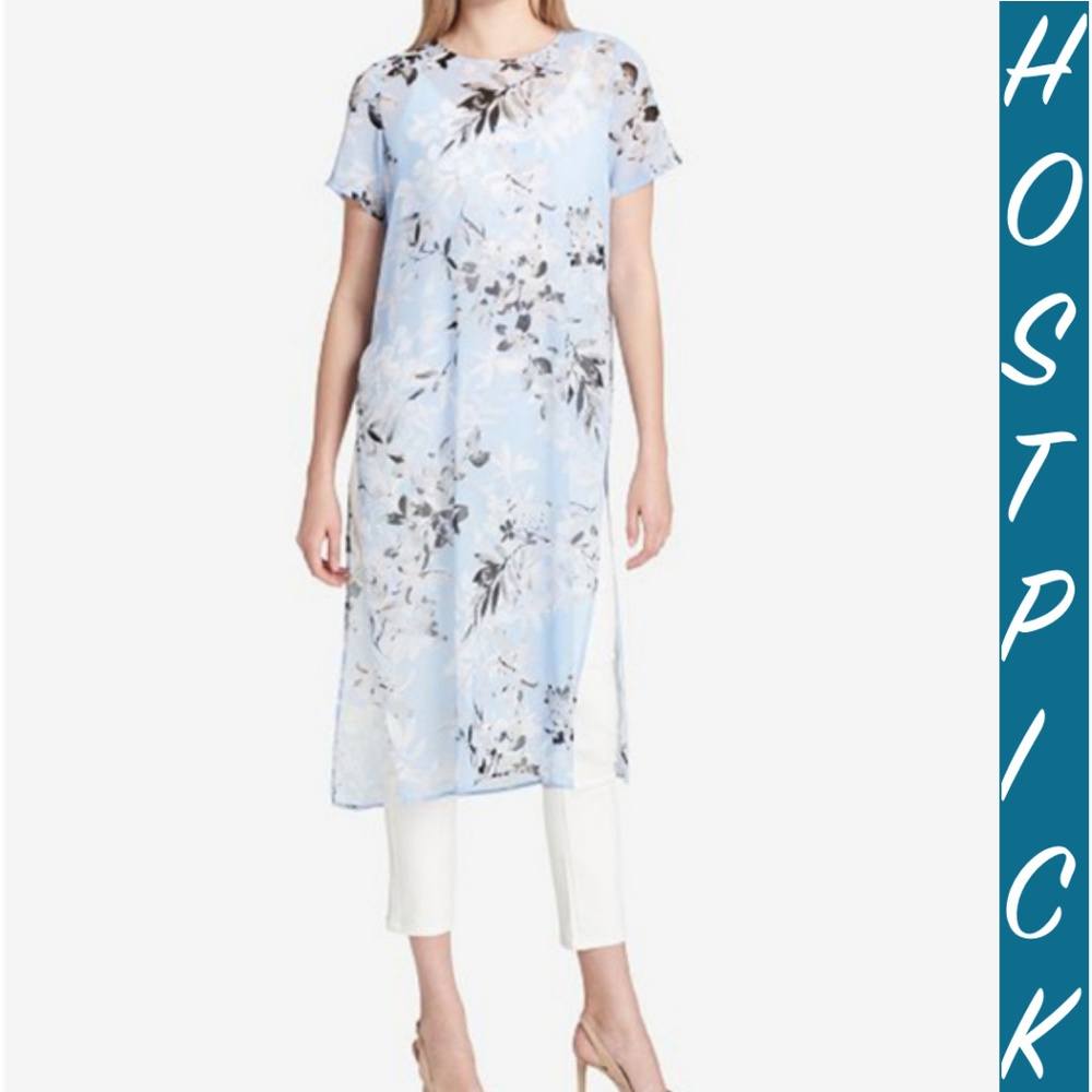 Calvin Klein Printed Chifon Maxi Tunic/dress
